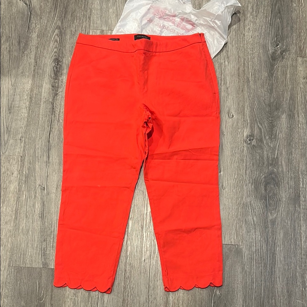 Talbots 14 Bright Red Scalloped Hem Pants